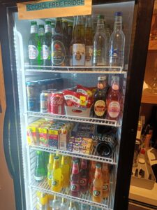 showing the contents of our non-alcoholic fridge